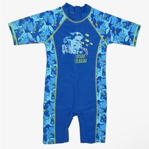 Kids Blue 'Surf Star' Short Sleeve Rash Guard Swimsuit